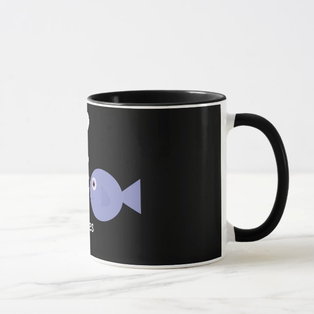 Cute cartoon Pisces black ringer mug (Right)