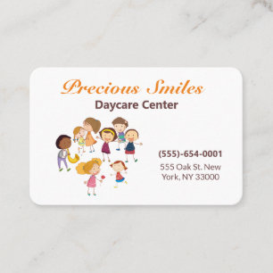 Cute Cartoon Playing Children Daycare Childcare Business Card