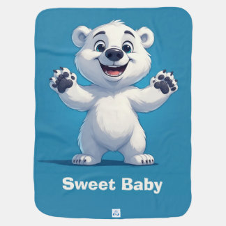 Cute Cartoon Polar Bear Baby Shower Gift Blanket