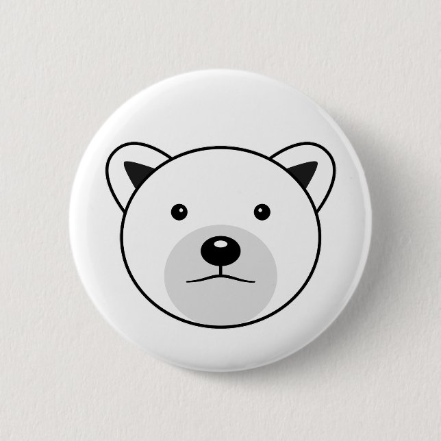 Cute Cartoon Polar Bear Button (Front)
