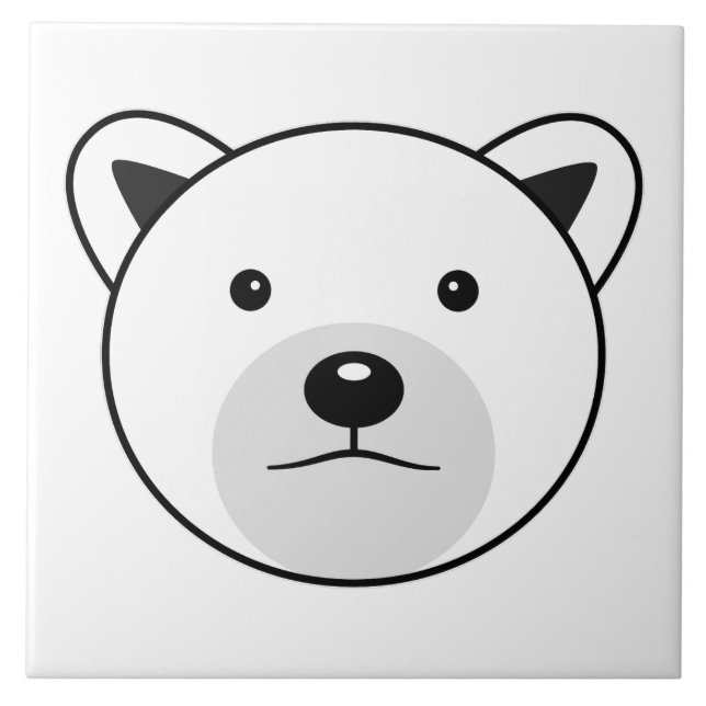 Cute Cartoon Polar Bear Ceramic Tile (Front)