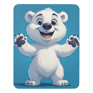 Cute Cartoon Polar Bear Character  Door Sign