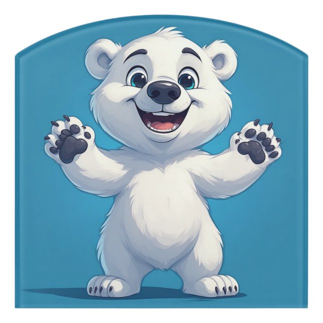 Cute Cartoon Polar Bear Character  Door Sign (Contour Front)