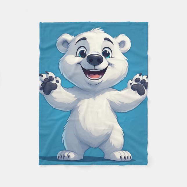 Cute Cartoon Polar Bear Character  Fleece Blanket (Front)