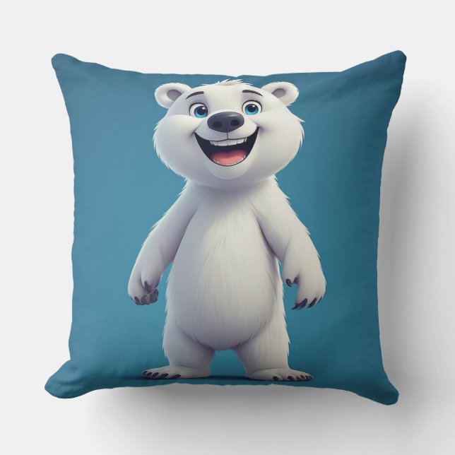 Cute Cartoon Polar Bear Character  Throw Pillow (Front)