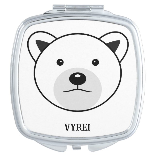 Cute Cartoon Polar Bear Compact Mirror (Front)