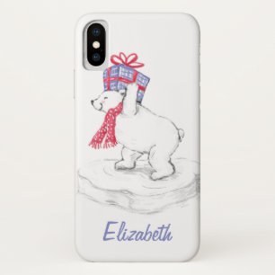 Cute Cartoon Polar Bear with Christmas Presents iPhone X Case