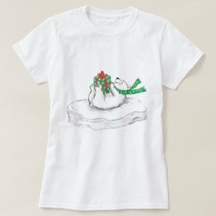 Cute Cartoon Polar Bear with Christmas Presents T-Shirt