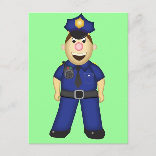 Cute Cartoon Police Officer Postcard (Front)