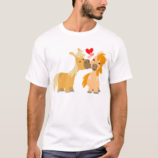 Cute Cartoon Ponies in Love children T-shirt (Front)
