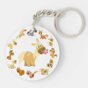 Cute Cartoon Ponies Mandala Acrylic Keychain