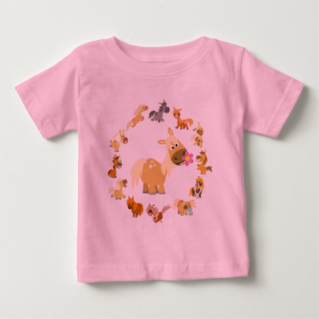 Cute Cartoon Ponies Mandala Baby T-Shirt (Front)