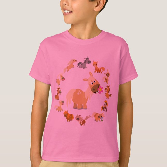 Cute Cartoon Ponies Mandala Children T-Shirt (Front)