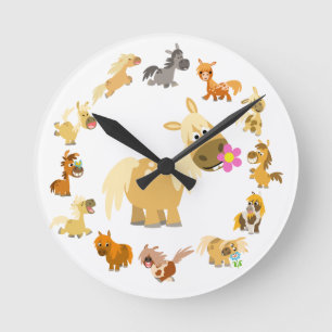 Cute Cartoon Ponies Mandala Clock