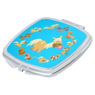 Cute Cartoon Ponies Mandala Compact Mirror