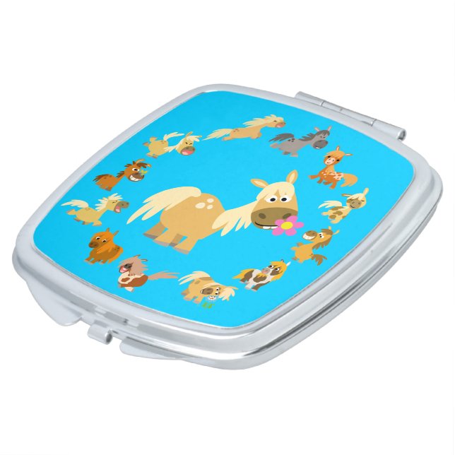 Cute Cartoon Ponies Mandala Compact Mirror (Turned)