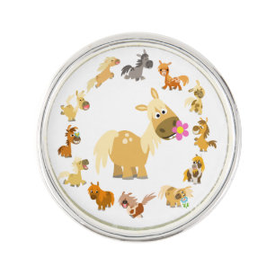 Cute Cartoon Ponies Mandala Lapel Pin