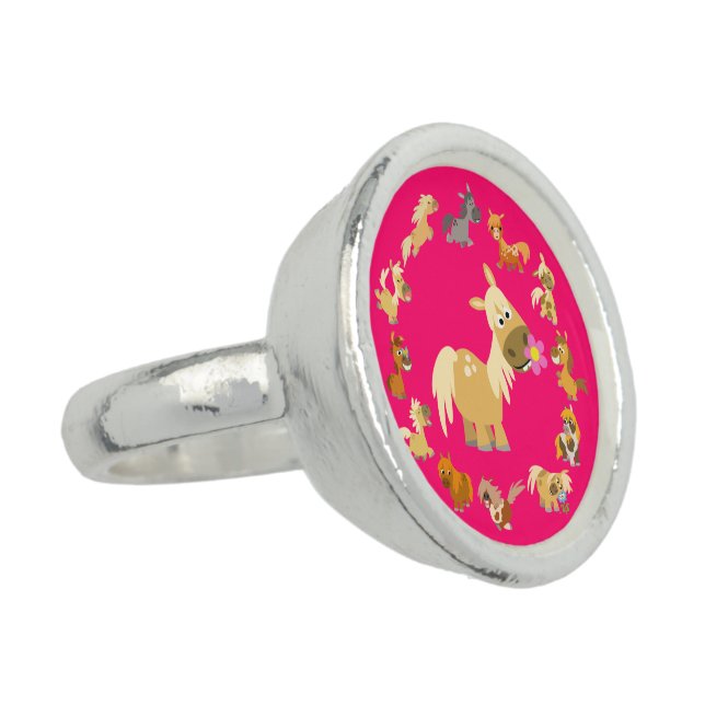 Cute Cartoon Ponies Mandala Ring (Side)