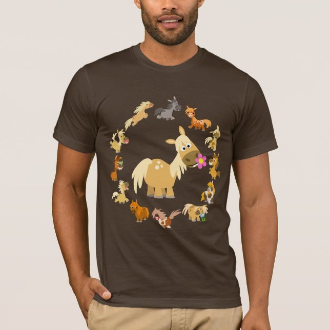 Cute Cartoon Ponies Mandala T-Shirt (Front)