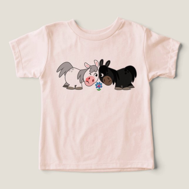 Cute Cartoon Ponies Standoff  Baby T-Shirt Toddler T-shirt (Design Front)