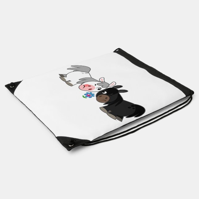 Cute Cartoon Ponies Standoff Drawstring Backpack (Side)