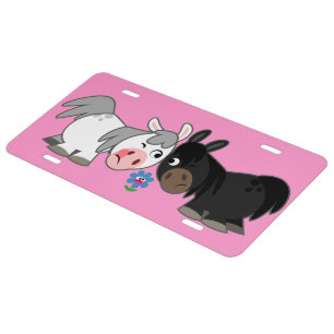 Cute Cartoon Ponies Standoff License Plate Cover