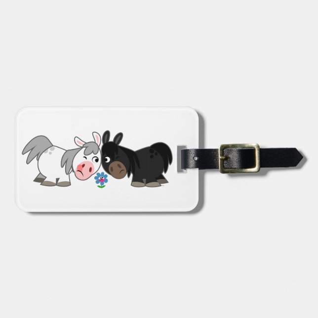 Cute Cartoon Ponies Standoff Luggage Tag (Front Horizontal)