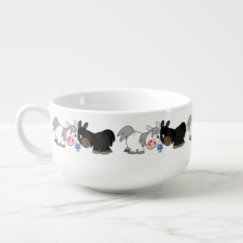 Cute Cartoon Ponies Standoff Soup Mug