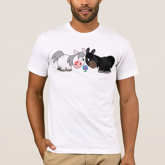 Cute Cartoon Ponies Standoff  T-Shirt (Front)