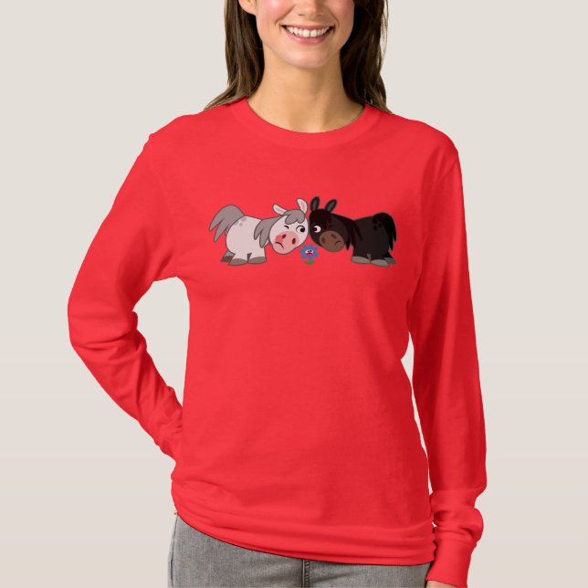Cute Cartoon Ponies Standoff  Women T-Shirt (Front)