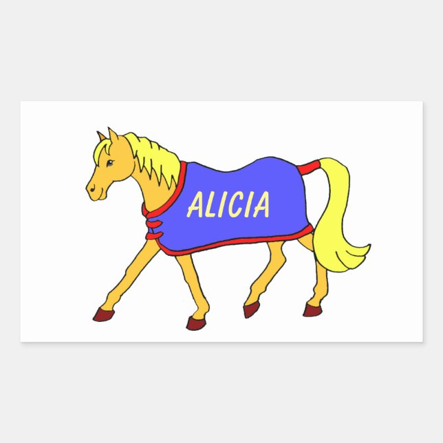 Cute Cartoon Pony Name Rectangular Sticker (Front)