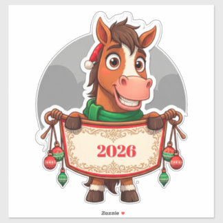 Cute Cartoon Pony With Festive Banner Sticker