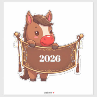 Cute Cartoon Pony With Festive Banner Sticker