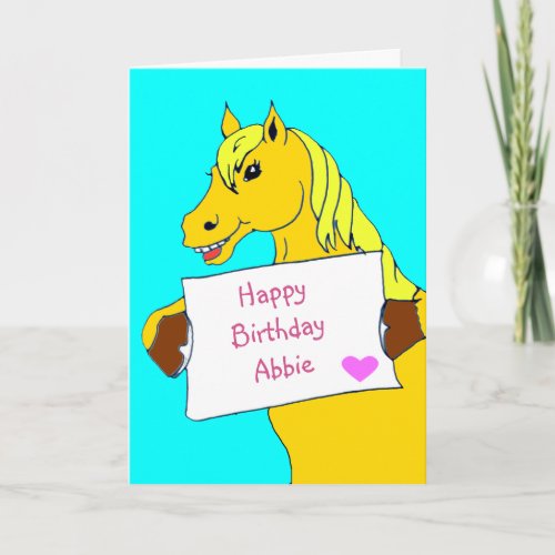 Cute Cartoon Pony with Message Birthday Card