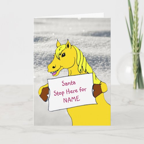 Cute Cartoon Pony with Message Christmas Card
