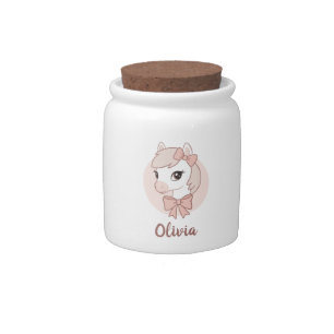Cute Cartoon Pony with Pink Bows Candy Jar