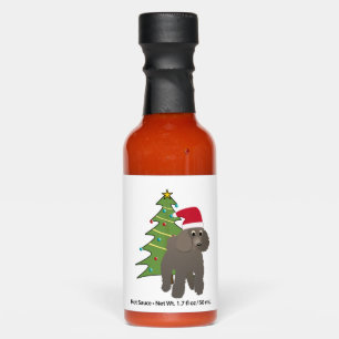 Cute Cartoon Poodle in a Santa Hat Hot Sauces