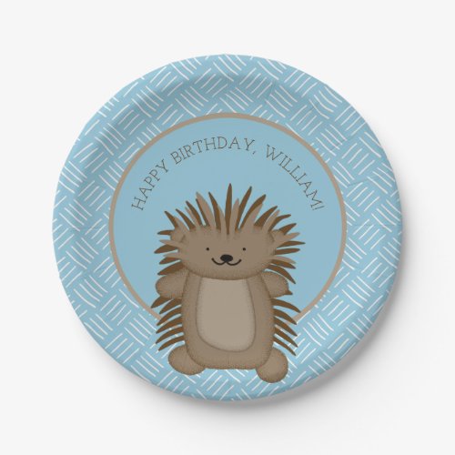 Cute Cartoon Porcupine Kids Birthday Party Paper Plates