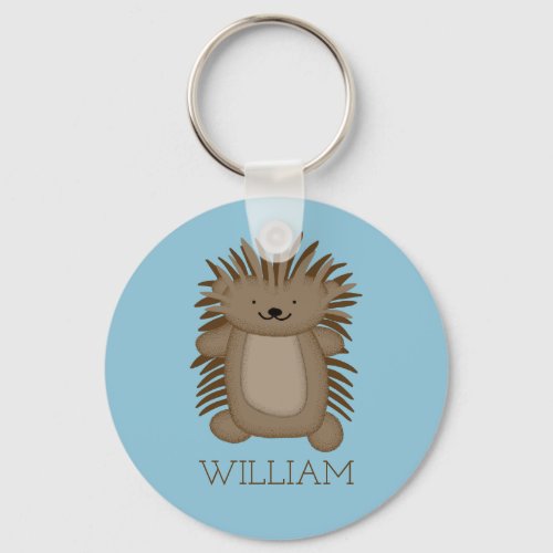 Cute Cartoon Porcupine with Your Name or Text Keychain