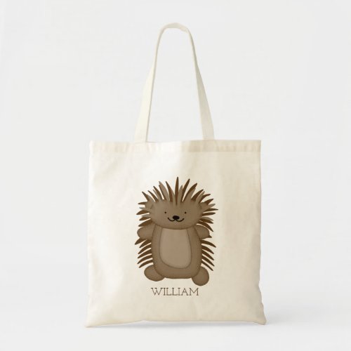 Cute Cartoon Porcupine with Your Name or Text Tote Bag
