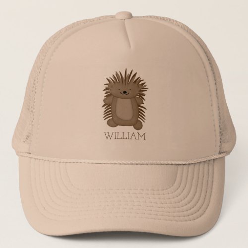 Cute Cartoon Porcupine with Your Name or Text Trucker Hat