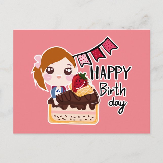 Cute cartoon Postcards Birthday (Front)