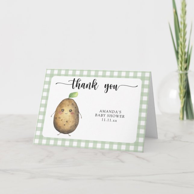 Cute cartoon potato baby shower thank you card (Front)