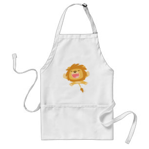 Cute Cartoon Pouncing Lion Adult Apron