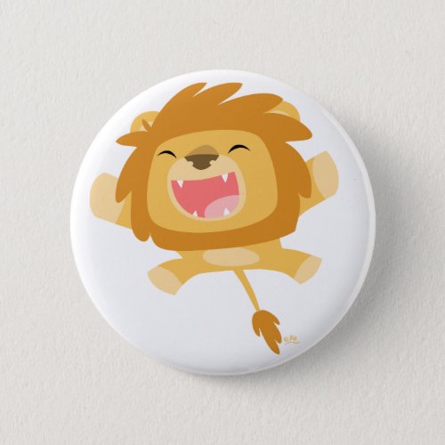 Cute Cartoon Pouncing Lion Button Badge