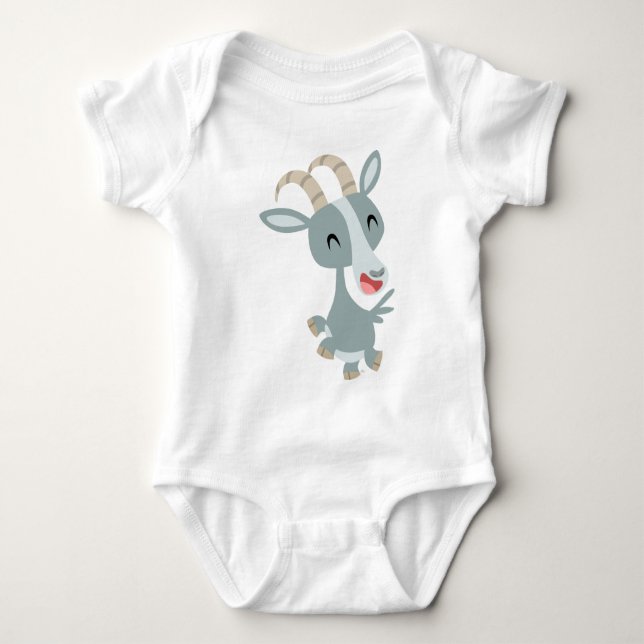 Cute Cartoon Prancing Goat  Baby Apparel Bodysuit (Front)