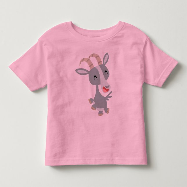 Cute Cartoon Prancing Goat  Children T-Shirt (Front)