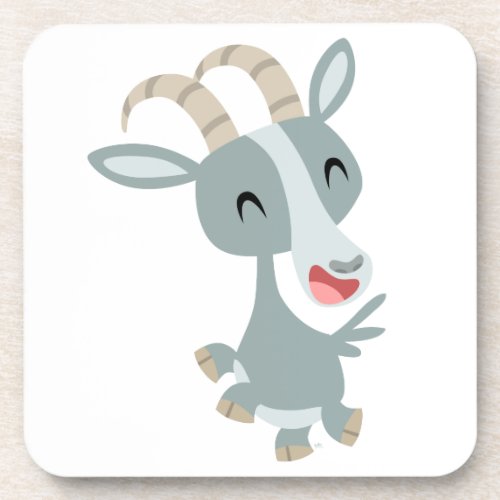 Cute Cartoon Prancing Goat Coasters Set