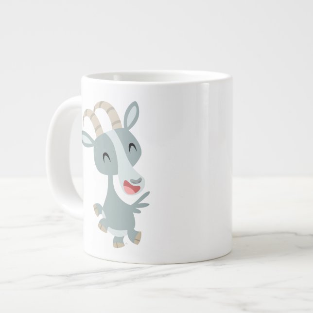 Cute Cartoon Prancing Goat Jumbo Mug (Front Left)