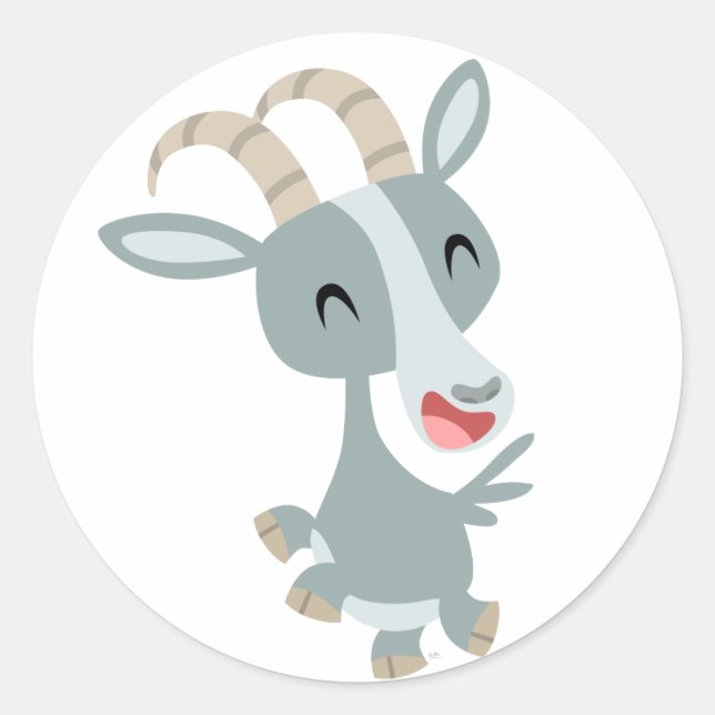 Cute Cartoon Prancing Goat  Sticker (Front)
